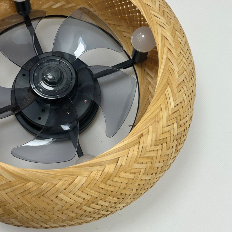 Ventilator de plafon, 20W, diametru 28cm, palete transparente ABS, 4 becuri E14, telecomanda,  Canissea